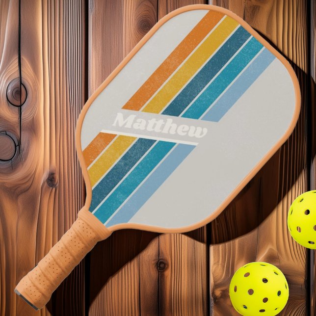 Palas De Pickleball Arcoíris Retro Angustiado con Nombre (Subido por el creador)