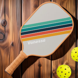 Palas De Pickleball Arcoíris Retro con Nombre a Rayas del Océano
