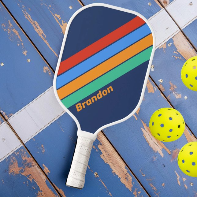 Palas De Pickleball Arcoiris retro de escuela antigua con nombre (Subido por el creador)