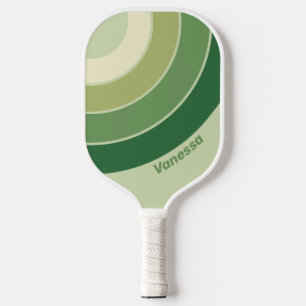 Palas De Pickleball Arcoíris Retro del Círculo de Musgo con Nombre