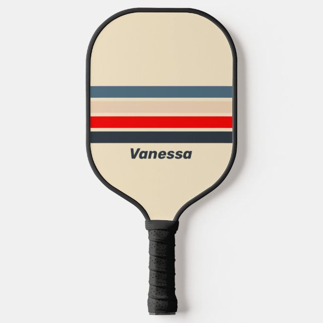 Palas De Pickleball Arcoiris retro nautico a través de bandas con nomb (Anverso)