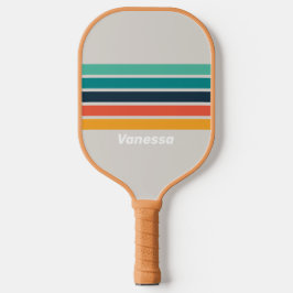 Palas De Pickleball Arcoíris Retro Oceánico a través de Franjas con No