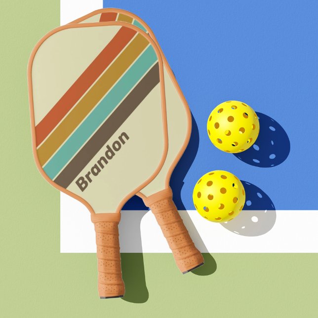 Palas De Pickleball Arcoiris retro vintage con nombre (Subido por el creador)