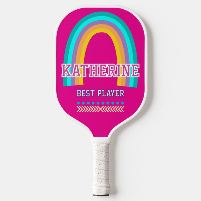 Palas De Pickleball Arcoíris Rosa Caliente (Anverso)