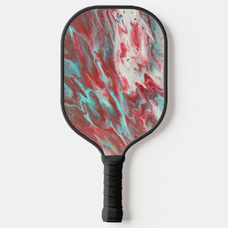 Palas De Pickleball Arte abstracto fluido de blanco rojo verde