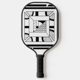 Palas De Pickleball Arte abstracto geométrico blanco negro en negrita