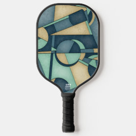 Palas De Pickleball Arte Abstracto Geométrico Dorado Verde Teal Textur