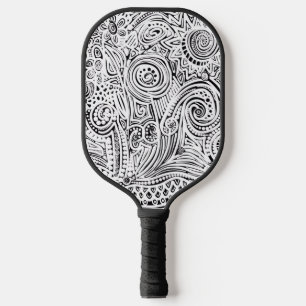 Palas De Pickleball Arte De Cratch Blanco Y Negro