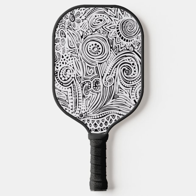 Palas De Pickleball Arte De Cratch Blanco Y Negro (Anverso)