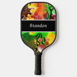 Palas De Pickleball Arte de fluido de resumen negro limón verde person