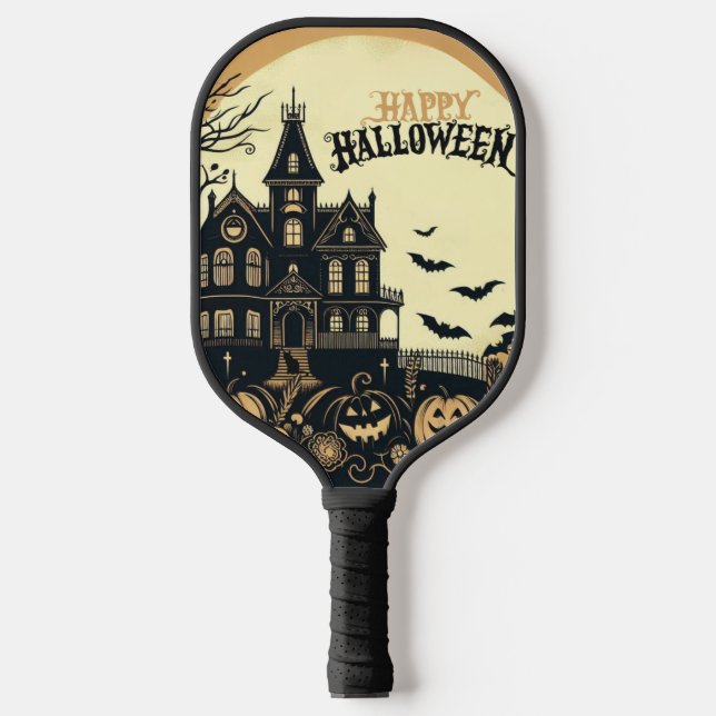 Palas De Pickleball Arte de Halloween feliz (Anverso)