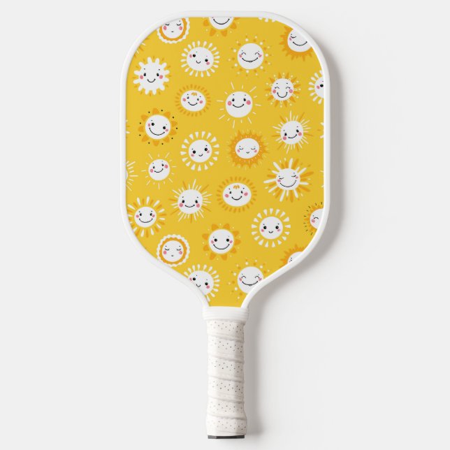 Palas De Pickleball Arte de personalizado soleada sonriente (Anverso)