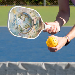 Palas De Pickleball Arte de viaje personalizado vintage del mundo