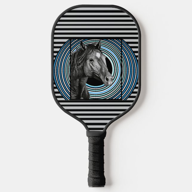 Palas De Pickleball Arte dibujado a mano de caballo (Anverso)