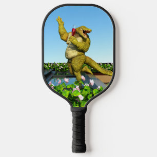 Palas De Pickleball Arte divertido de cocodrilo en fiesta de champán j