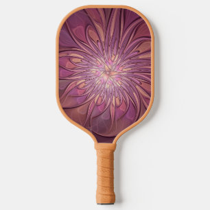 Palas De Pickleball Arte floral fractal moderno abstracto colores de b
