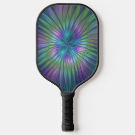 Palas De Pickleball Arte fractal abstracto de flor de fantasía brillan