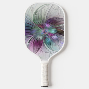 Palas De Pickleball Arte fractal floral abstracto colorido moderno