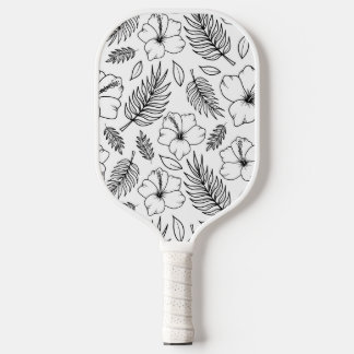 Palas De Pickleball Arte gráfico de línea de Hibisco Tropical