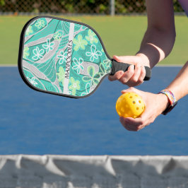 Palas De Pickleball Arte Neurofloral Creativo Personal Verde Turquesa