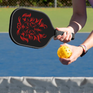 Palas De Pickleball Arte tribal de cabeza de león de Safari rojo