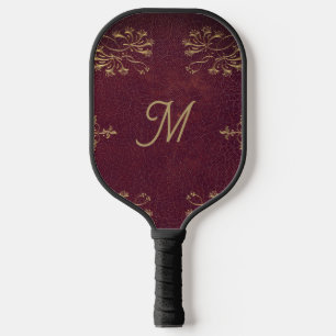 Palas De Pickleball aspecto de cuero antiguo monogramado