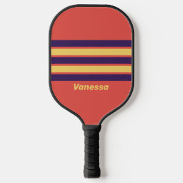 Palas De Pickleball Atardecer Retro Surf a través de Rayas con Nombre