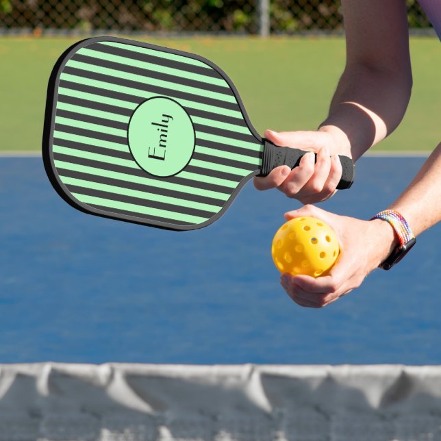 Palas De Pickleball Audaz Mint Green y Black Stripe Personalizado (in situ)