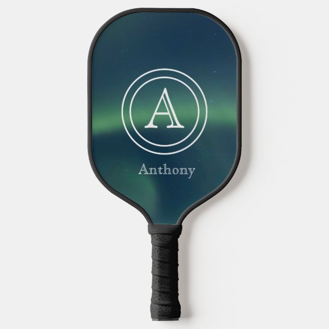 Palas De Pickleball Aurora Borealis Monograma Personalizado (Anverso)