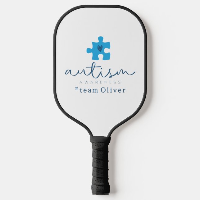 Palas De Pickleball autism awareness blue puzzle piece #team name  (Anverso)