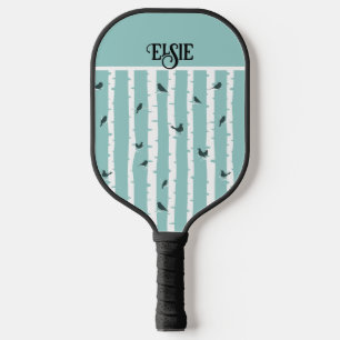 Palas De Pickleball Aves Negras Abstractas Divertidas en Árboles de Ab
