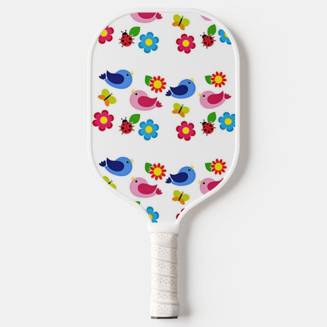 Palas De Pickleball Aves y flores en primavera (Anverso)