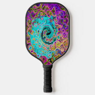 Palas De Pickleball Azul Acuático Helado Groovy Remolino Líquido Abstr