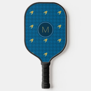 Palas De Pickleball Azul con auriculares con acento dorado