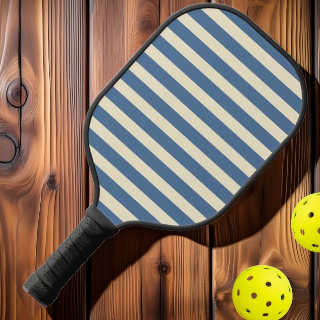 Palas De Pickleball Azul de Capri rayado de polo de mediados de siglo (Subido por el creador)