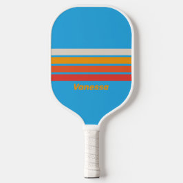 Palas De Pickleball Azul Desvanecido de Olas sobre Franjas con Nombre