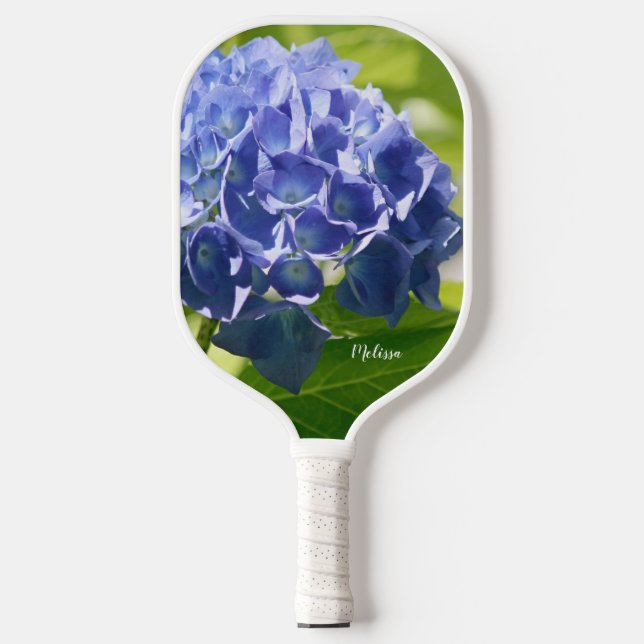 Palas De Pickleball Azul Hidrangea Floral Personalizado (Anverso)