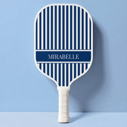 Palas De Pickleball Azul Marino Náutico Simple Rayado Moderno Personal
