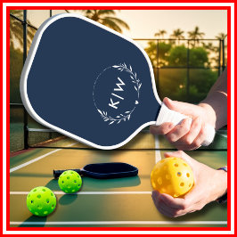 Palas De Pickleball Azul marino y blanco | Monograma de Iniciales Mode