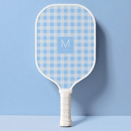 Palas De Pickleball Azul Pastel de Cuadros Monograma Preppy Establecid