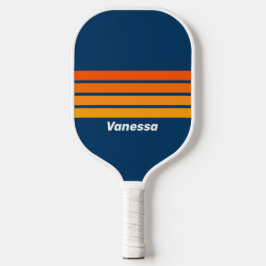 Palas De Pickleball Azul Vintage Across Striping con Nombre 