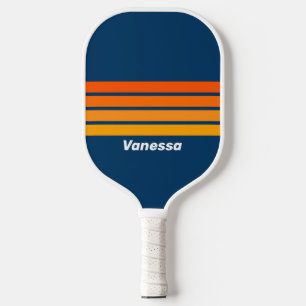 Palas De Pickleball Azul Vintage Across Striping con Nombre