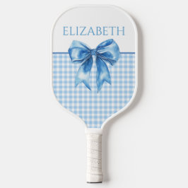 Palas De Pickleball Azul y Blanco de Cuadros y Lazo Elegante