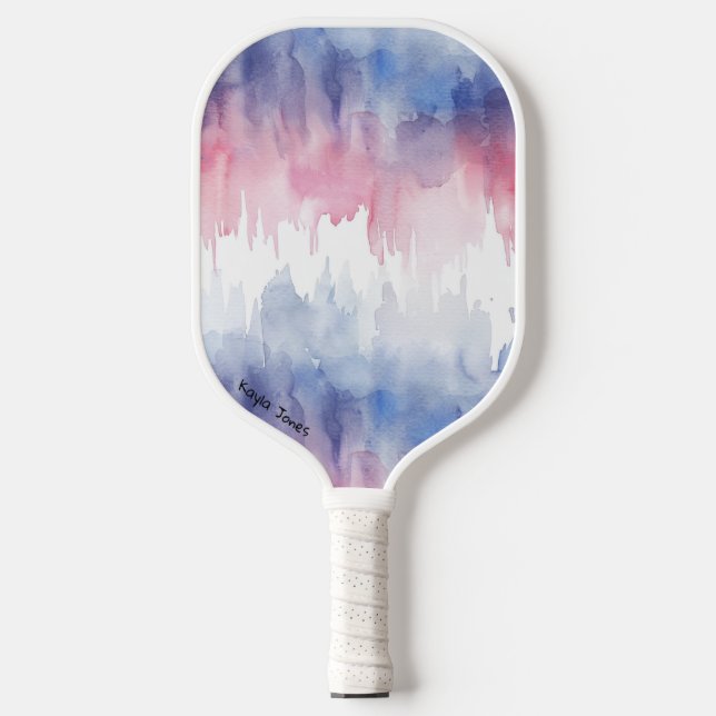 Palas De Pickleball Azul y rojo Whimsical Personalizado acuarela (Anverso)