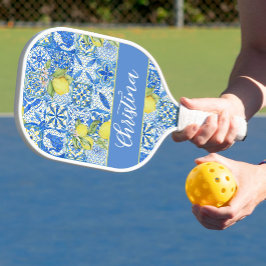 Palas De Pickleball Azulejo Francés Patrón De Limón Monograma De País 