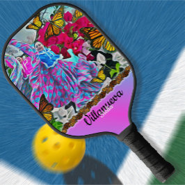 Palas De Pickleball Bailando con flores y mariposas PV01