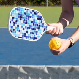 Palas De Pickleball Baldosas de piscina, mosaicos azules, patrón geomé