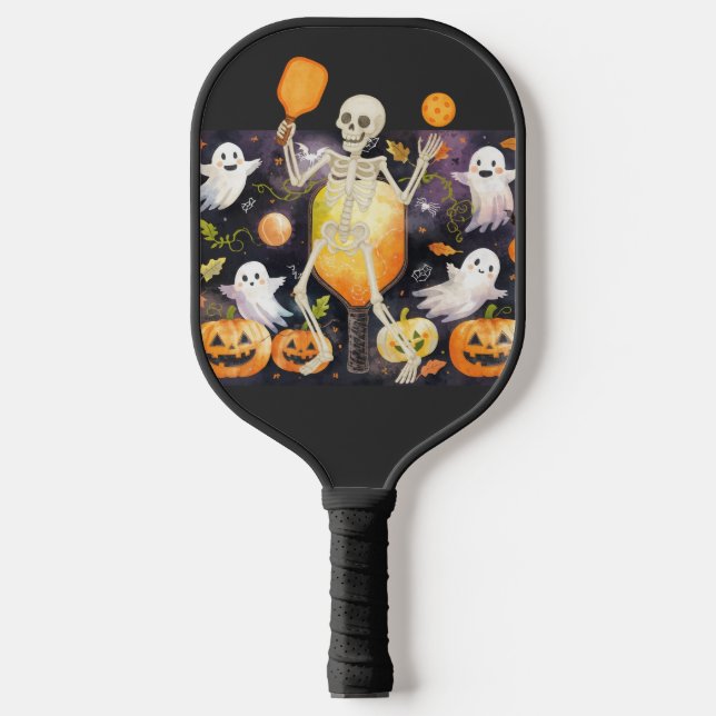 Palas De Pickleball Baloncesto Feliz Halloween para un jugador con fan (Anverso)