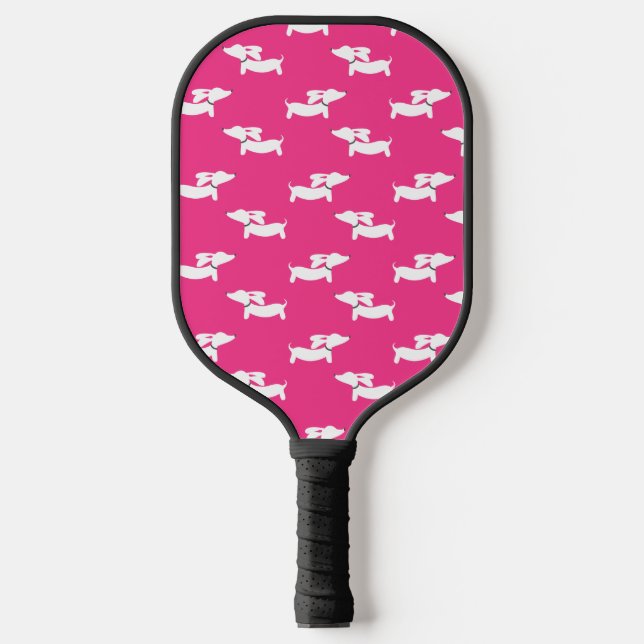 Palas De Pickleball Baloncesto Jugando A Dachshund Mom Pink (Anverso)