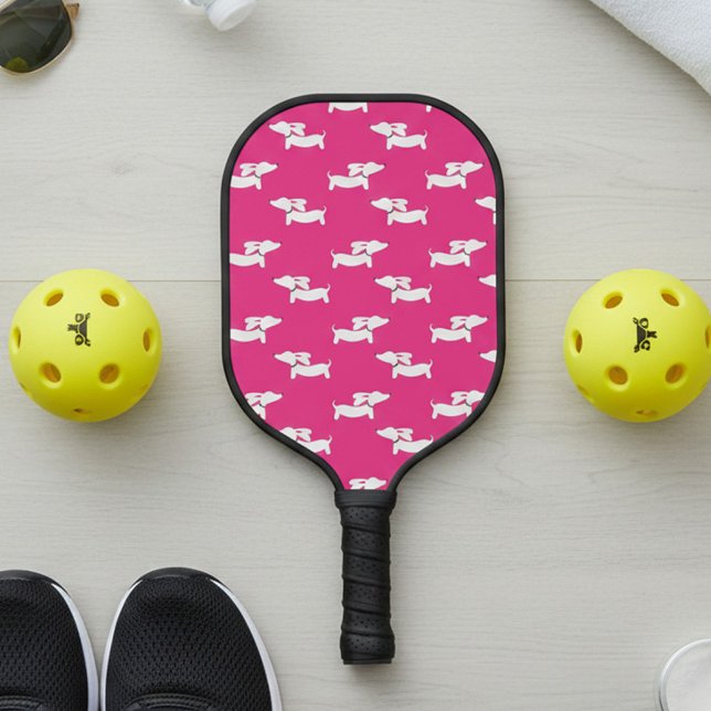 Palas De Pickleball Baloncesto Jugando A Dachshund Mom Pink (Pink dachshund pickleball paddle)